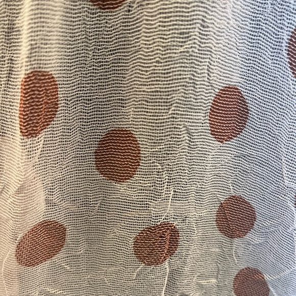 Zara blouse xl Sheer Ruched Neck Crinkling In Fabric Brown Dots. - Picture 5 of 8